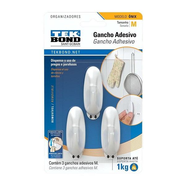 Gancho Onix Plastico Branco M Tek (peça) 