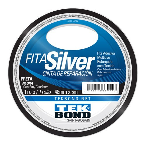 Fita Silver 48x5mm Preta Tek (rolo) 