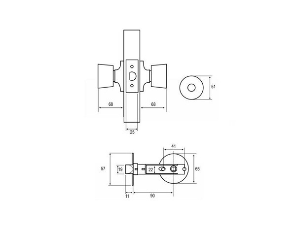 Fechadura Tubular 90mm Cr (peça) 