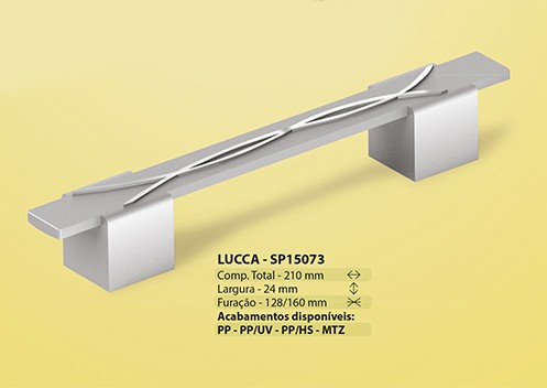 Puxador Plast Lucca 128/160mm Crom *** (peça) 