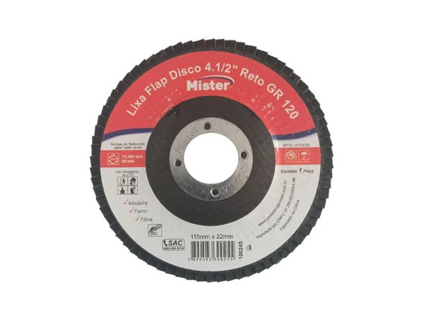 Lixa Flap Disco 4,5 Reto Gr 120 Mister Mult (peça) 