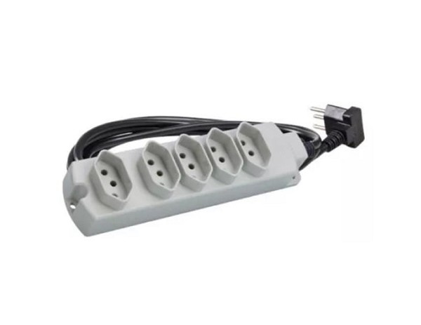 Extensao 5 Tomadas 10a 3p C/3m Cinza Fll (peça) 
