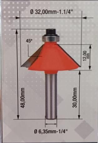 Fresa P/tupia Moldura Reta/chanfro 1.1/4