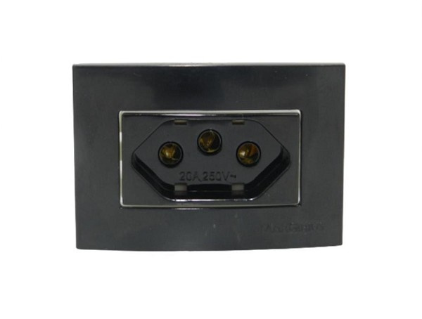 Tomada 2p+t 20a/250 C/espelho Preto Sleek Pa016575 Mg (peça) 