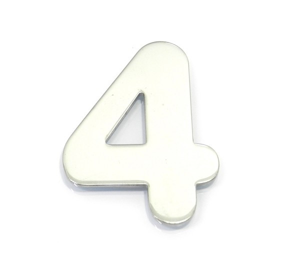 Numero Residencial "4" 65x85x3mm C/fita Adesiva Inox Pol Fll (peça) 