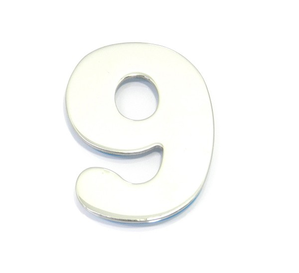 Numero Residencial "9" 65x85x3mm C/fita Adesiva Inox Pol Fll (peça) 