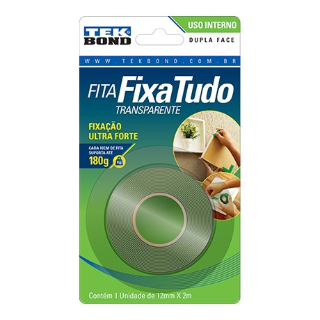 Fita Dupla Face Acrilico Transp 12mmx2mts Tek (rolo) 