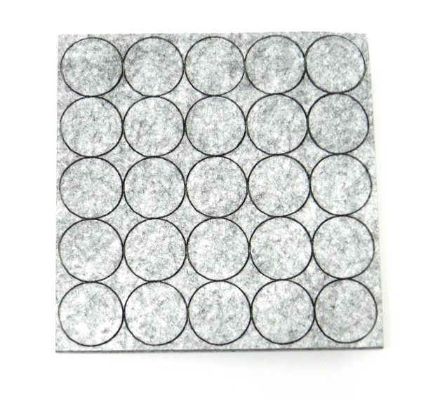 Feltro 0035 Redondo 20x20x2mm C/25 Pcs Cinza (peça) 