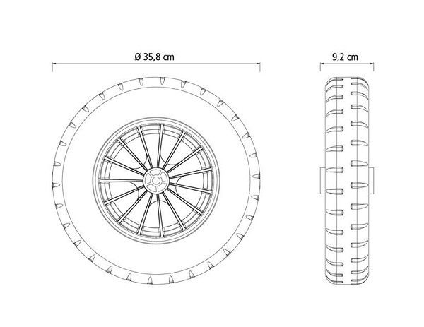 Roda Plast P/carinho De Mao Pneu Macico C/ Bucha Plast 77740051 (peça) 