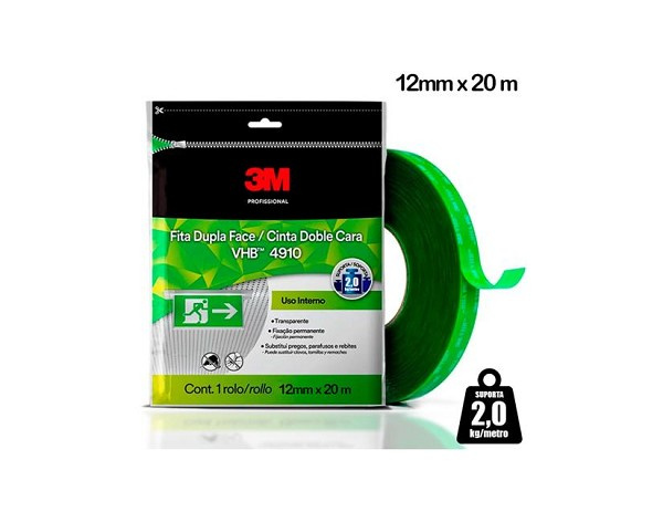 Fita Dupla Face Acrilico Transp 12mmx20mts 3m (rolo) 