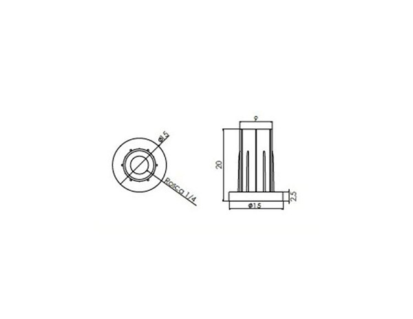 Bucha Niveladora F 10mm Plastico Rosca 1/4 Preto (peça) 