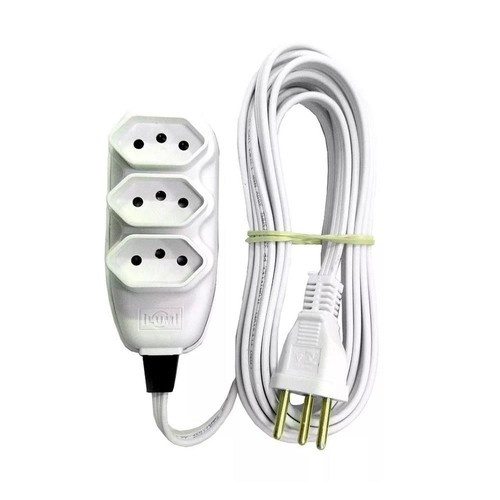 Extensao Tom Tripla 5 Mt 3p 3x0,75mm Br Ilum (peça) 