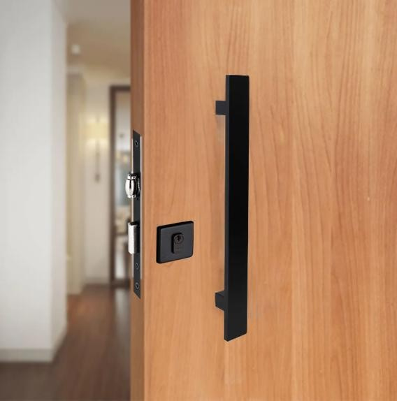 Puxador Alum Barra Duplo Reto 400mm Preto (peça) 