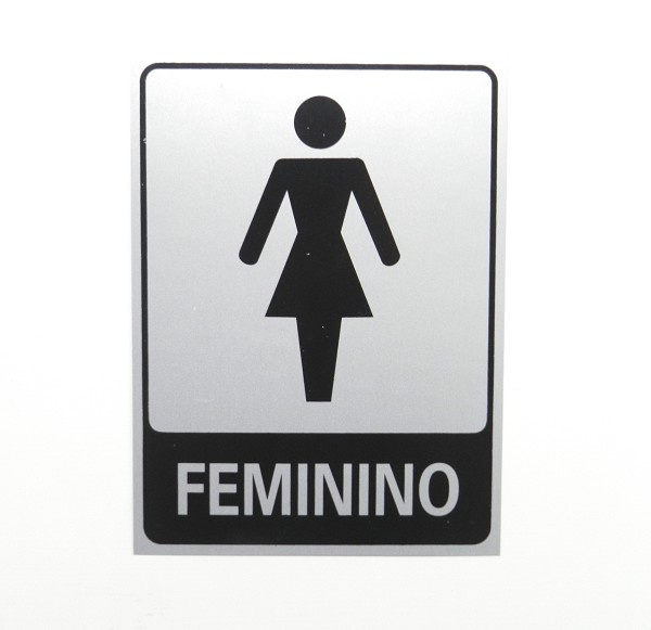 Placa Banheiro Feminino 15x20cm Prata B565 (peça) 