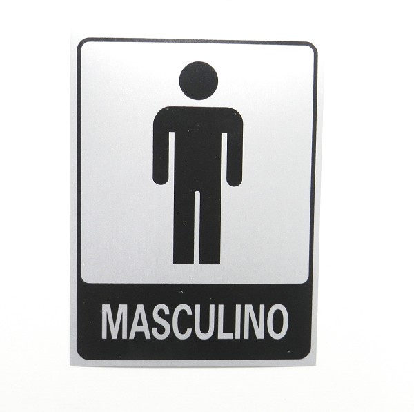 Placa Banheiro Masculino 15x20cm Prata B566 (peça) 