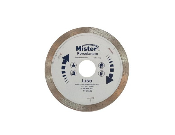 Disco Diamantado Liso Porcelanato 110mm Mister (peça) 