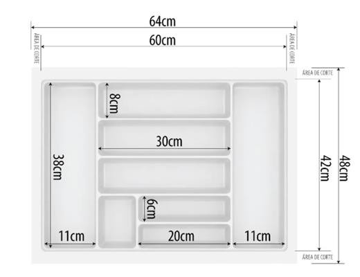 Divisor C/porta Facas/temperos 640x480mm Cinza Fll (peça) 